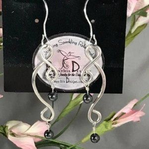 Hematite Sterling Silver Dangle Earrings- Hematite Earrings Dangle Style #1